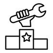 © ymart - Industrial competitiveness image icon. There is a hand holding a wrench on the victory stand.