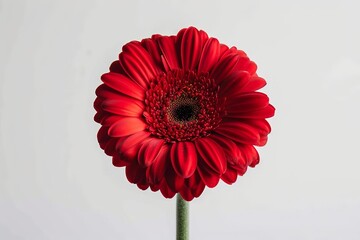 A closeup shot of a red gerbera daisy against a cl 66 2