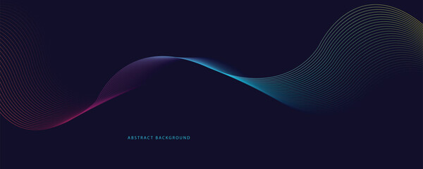 Wall Mural - dark wave abstract vector background. shiny moving lines design element. modern purple, blue, yellow