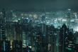 © song - City Skyline at Night: Aerial View of Illuminated Skyscrapers