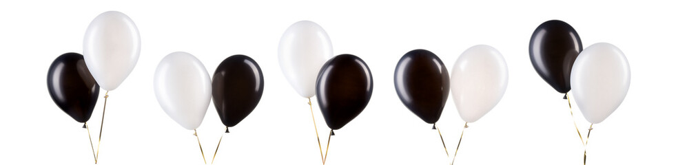 Set of black and white helium balloons. Element of decorations for party.