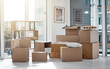 © peopleimages.com - Cardboard boxes, new home and moving logistics for real estate, property and shipping parcels. House relocation, change and packages for courier, transport and delivery to empty apartment for storage