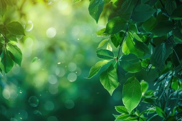 backdrop of beautiful green summer forest. spring landscape with lush foliage