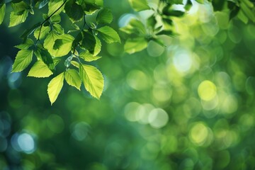 Wall Mural - Backdrop of Beautiful Green Summer Forest. Spring Nature Landscape with Lush Green Leaves