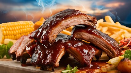 Barbecue Ribs captured in a tantalizing food photography style