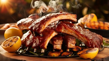 Barbecue Ribs captured in a tantalizing food photography style