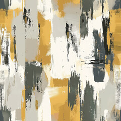 Wall Mural - Abstract brushstroke pattern in mustard, gray, and cream tones, ideal for seamless designs and decoration, providing a modern and artistic aesthetic