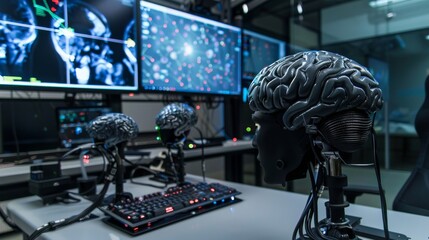 brain computer interface research facility, futuristic technology