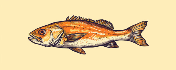 Wall Mural - Fried fish. vector simple illustration