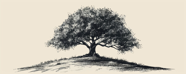 tree of life sketch hand drawn in doodle style. vector simple illustration