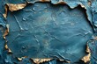 © Martin - Weathered blue and gold abstract background with peeling paint creating a rectangular void.