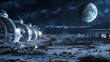 © fledermausstudio - futuristic space habitat or colony on the distant exoplanet with advanced life support systems