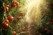 © Mikki Orso - Bountiful tomato garden with sunlit ripe red tomatoes, natures abundant showcase