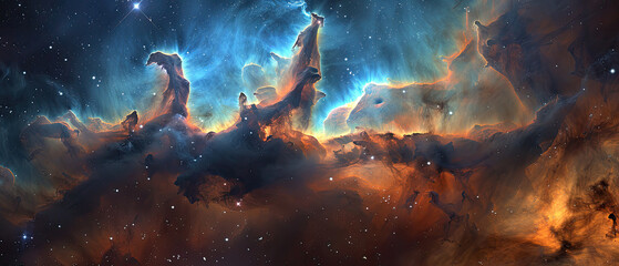 Wall Mural - vivid interstellar clouds in cosmic nebula