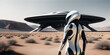 © RobinsonIcious - Alien astronaut on mars like planet with ufo spaceship in background. High resolution photorealistic illustration