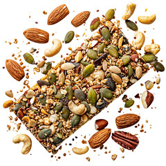 Wall Mural - Nut and Seed Bar Breaking into Crumbs, nut png, seed png