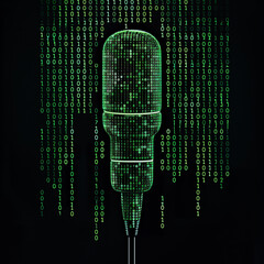 a close up of a microphone with a green background