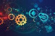 © Azhorov - Interconnected blue and orange gears create an abstract mechanical theme on a vibrant background