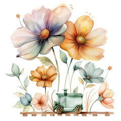 Sticker - there is a painting of a truck with flowers on it
