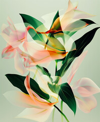 Wall Mural - bouquet of flowers, long exposure flowing colours