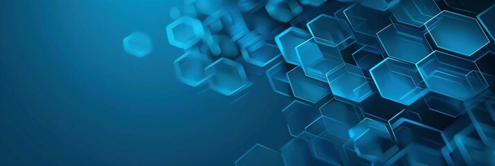 mesmerizing array of blue hexagons, reminiscent of Octkey's style. High resolution and a macro lens reveal intricate details, accentuated by high-contrast lighting and a deep focus field