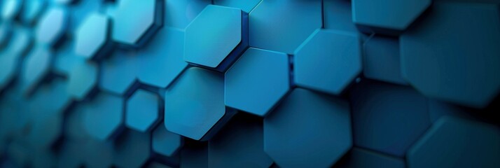 Abstract tech background: Blue hexagons in a high-resolution, Octkey-inspired composition. Macro lens captures intricate shapes and depth of field