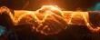 © Thamonchanok - Two hands shaking with a bright, glowing energy connecting them, symbolizing a powerful business partnership and agreement.