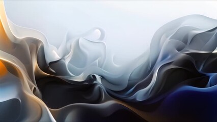 Wall Mural - Abstract black glowing waves and smoke on white background. Concept Abstract Art, Black Waves, Glowing Effects, Smoke, White Background