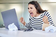 © peopleimages.com - Angry, woman and screaming at computer frustrated with stress from online glitch, mistake or problem. Shouting, person or anger for error, email and laptop connection fail or delete work on accident