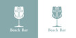 © teracreonte - Logo beach bar. Silueta de copa de vino o bebida alcohólica con ancla de barco