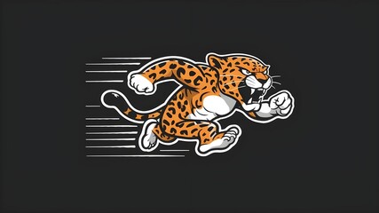 leopard angry running vector illustration mascot design