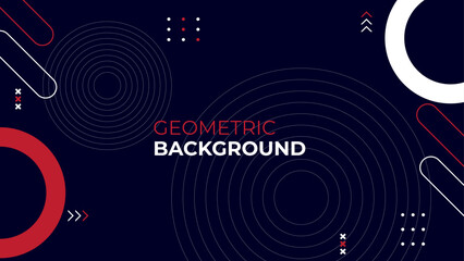Wall Mural - red white geometric shapes with dark blue background. great for banner, poster, presentation, cover, brochure.