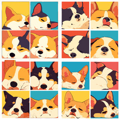 Wall Mural - set of cartoon dogs