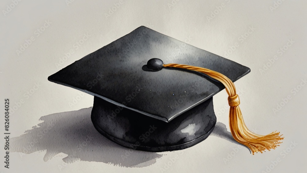 watercolor cap graduation on white background, could be used in ...