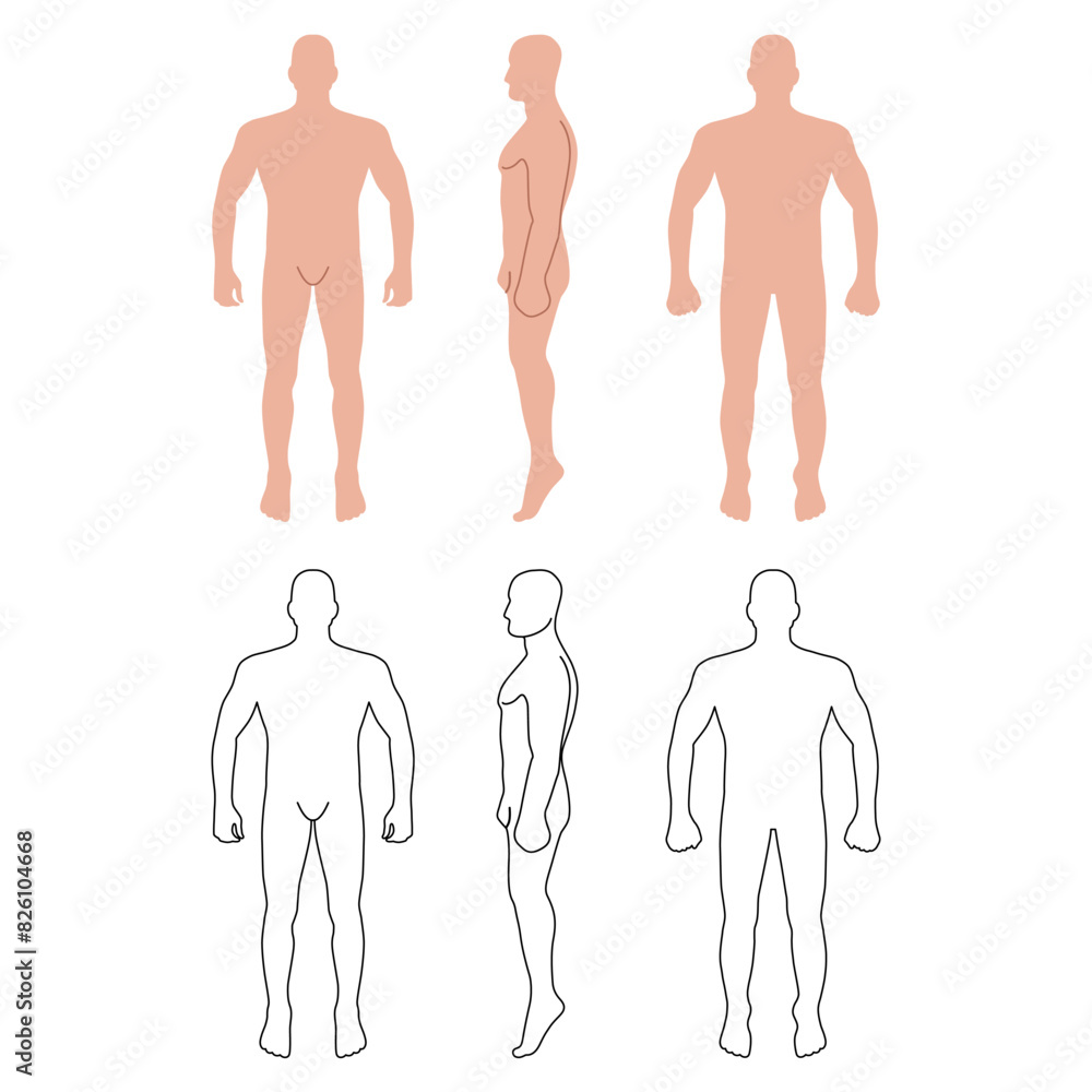 Fashion man body full length, haircut, template figure silhouette ...