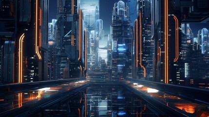 Canvas Print - science fiction futuristic city.
