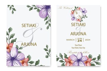 Wall Mural - Decorative floral foliage ornamentation for wedding invitations infuses your stationery with natural elegance, evoking the romance and beauty of blooming gardens