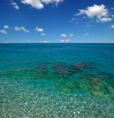 Wall Mural - Beautiful transparent sea with blue sky