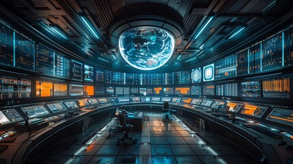 Wall Mural - novel, ultramodern, Engineers using AI for Control Rooms, Asia, Leading lines, centered in frame, natural light, photography Overlay art