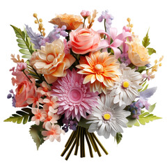 Wall Mural - Flower arrangement or bouquet colorful spring flowers Isolated on transparent background, png, cut out.