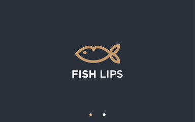 Wall Mural - lips with fish logo design vector silhouette illustration