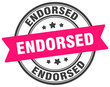 © BHM - endorsed stamp. endorsed label on transparent background. round sign