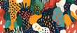 © boxstock production - Abstract colorful pattern with hand shapes, vector illustration in the flat design style with a mix of natural and geometric patterns