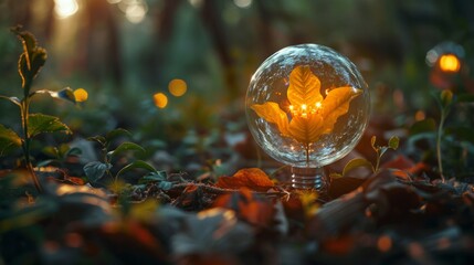 Wall Mural - A glowing plant is inside a glass bulb