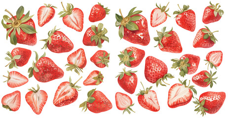 Wall Mural - strawberry  watercolor illustration clipart
