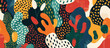 © boxstock production - Abstract colorful pattern with hand shapes, vector illustration in the flat design style with a mix of natural and geometric patterns