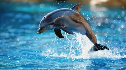 A dolphin performing acrobatics. --ar 16:9 --style raw Job ID: 03a13fbe-21e5-4cb9-b535-d598bc0a54ab