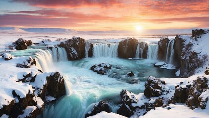 Canvas Print - waterfall in winter