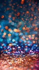 Vibrant Bokeh Effect Background with Colorful Blurred Lights and Textured Surface