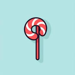 Wall Mural - Candy_Cane_Modern_Line_Icon_Vector_Line_Art